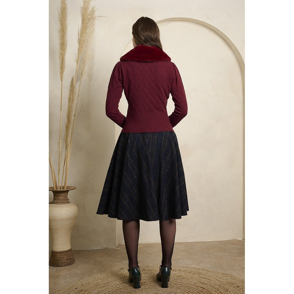 Banned - Wool Mix Cary School Checks Skirt - Dark blue